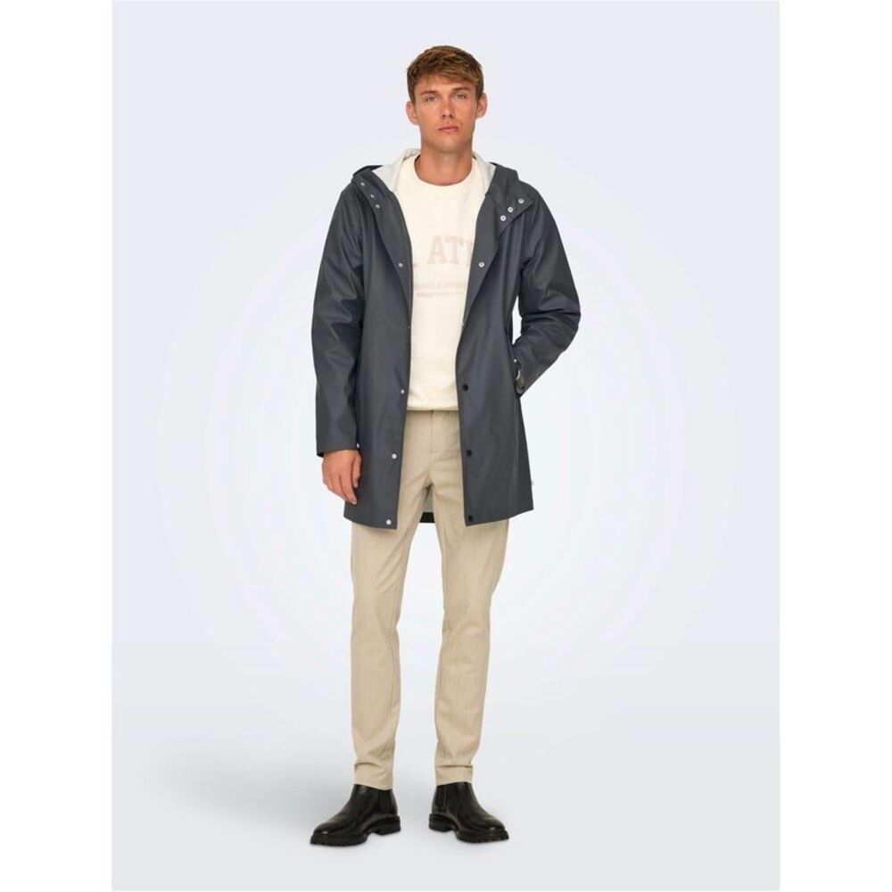 Only Mens Water Repellent Regular Raincoat / Gray